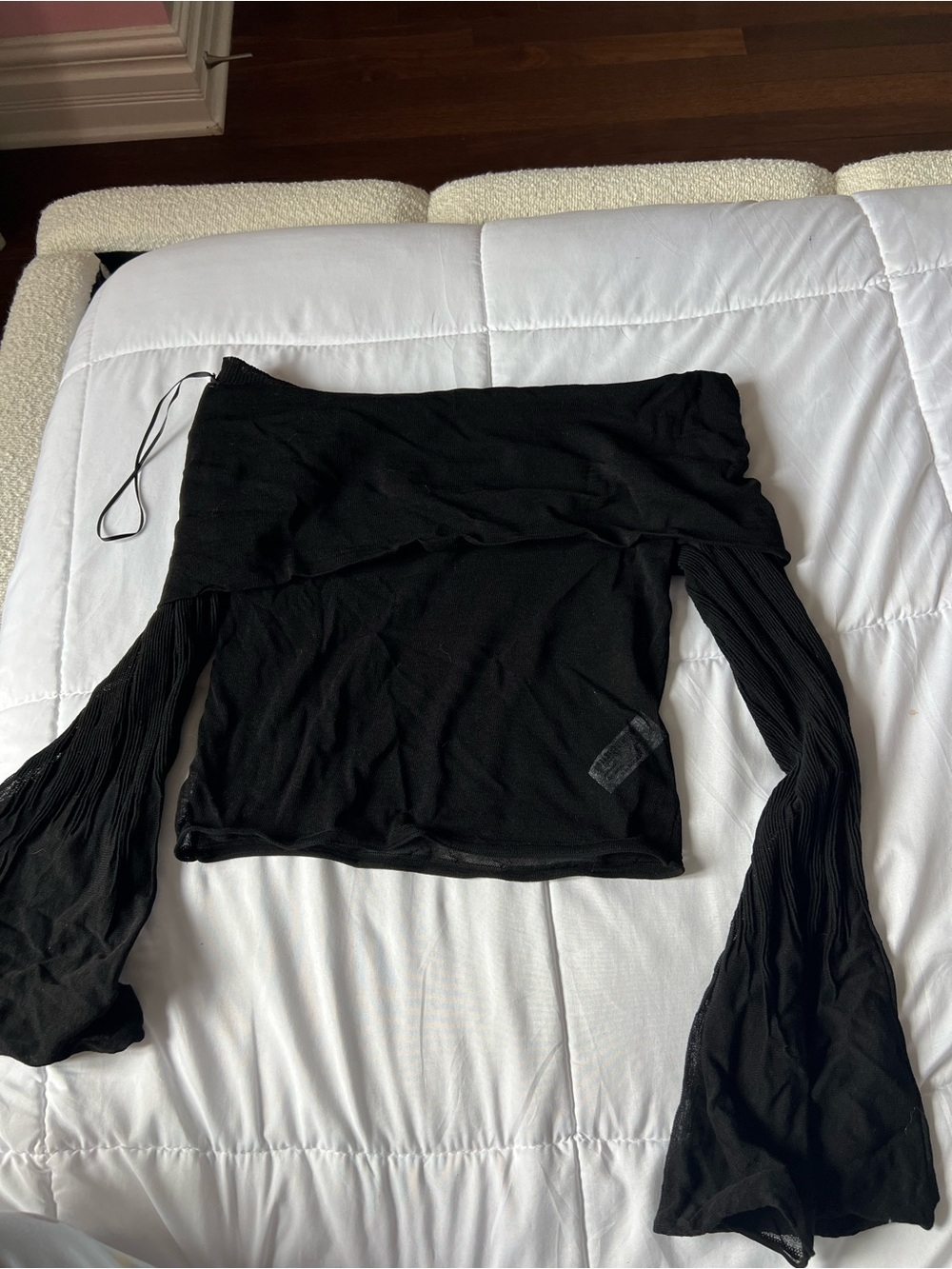 Zara Black Long Sleeve Off-Shoulder Top